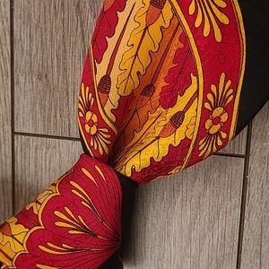 RUSH LIMBAUGH No‎ Boundaries Black Red Gold Acorns Floral USA Silk Tie 90s VTG